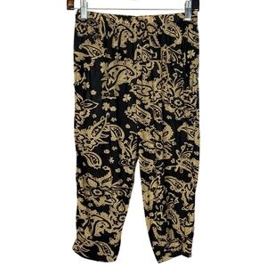 5/$25 Black & Tan Paisley Harem Capri Pant
